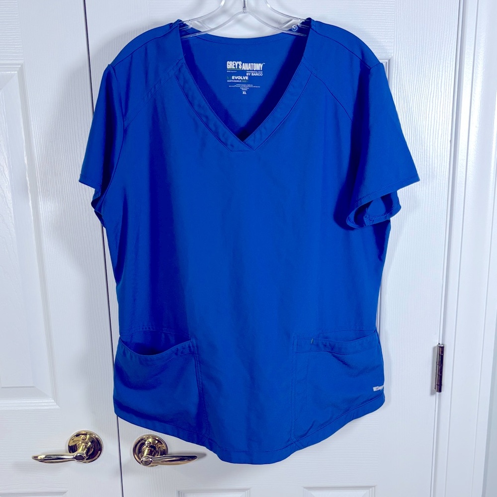 🛍️SALE🛍️ Grey’s Anatomy Barco Stretch Cobalt Blue XL Scrub Top Pockets